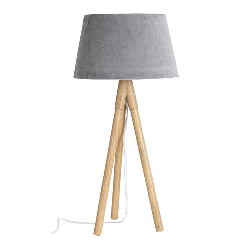Lampada da tavolo Wallas treppiede in legno di quercia h 69 cm