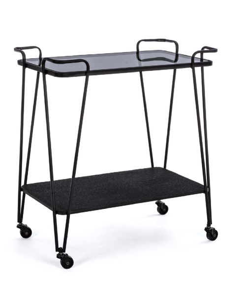 Carrello Zaira in acciaio piano in vetro temperato h 68 cm