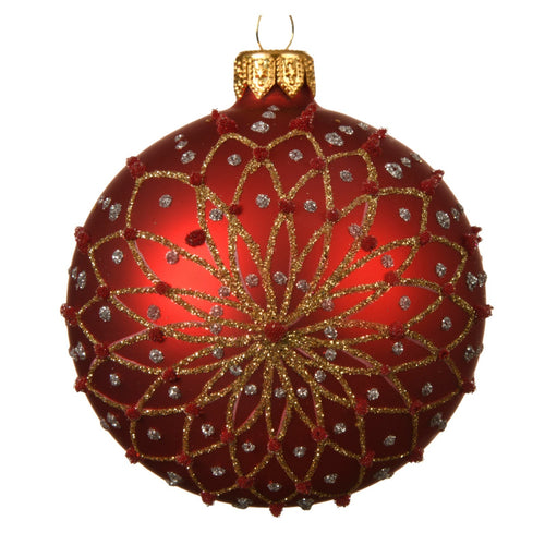 Palline per albero di Natale in vetro decorato rosso e argento da Ø 8 cm, 6 pezzi