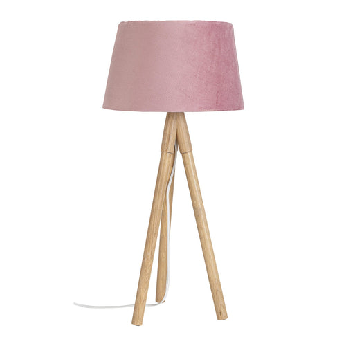 Lampada da tavolo Wallas treppiede in legno di quercia h 69 cm