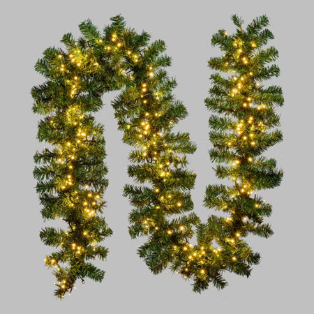 Ramo di verde pino Moena 2,7 m, 400 led bianco caldo, prolungabile per decorazioni