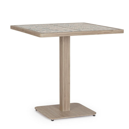 Tavolo "Kalimera" con struttura in alluminio, piano in porcellana, per arredo interno 73 x 73 x h 74 cm