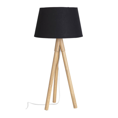Lampada da tavolo "Wallas" treppiede in legno di quercia h 69 cm