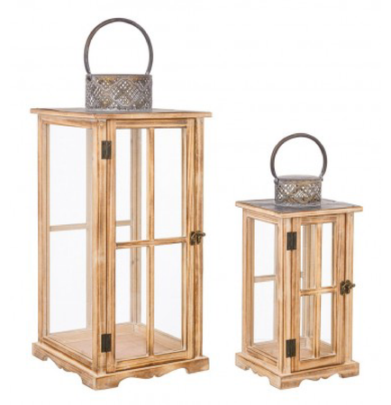 Set2 Lanterne  sharley rettangolari naturali da esterno
