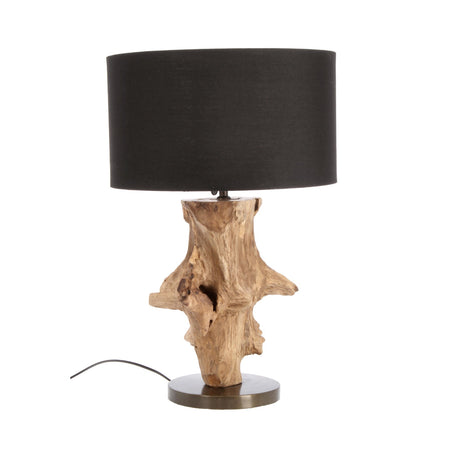 Lampada da tavolo "Estroots" nero in legno di teak ricilato h 55 cm