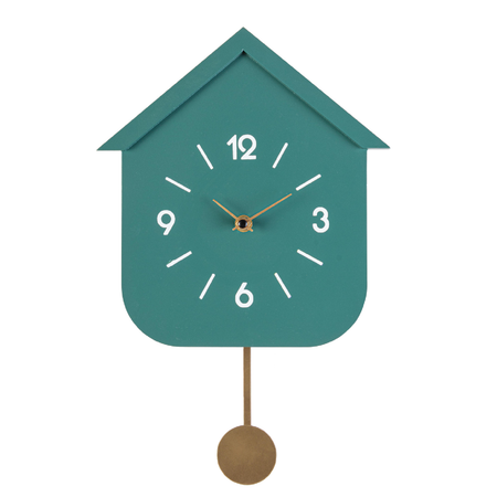 Orologio da parete con pendolo "Home" in acciaio a batteria h 24x5,5x37,5 cm