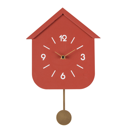 Orologio da parete con pendolo "Home" in acciaio a batteria h 24x5,5x37,5 cm