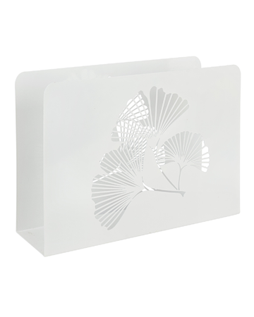 Porta riviste "Ginko" bianco in acciaio verniciato a polvere epossidica h 26 cm
