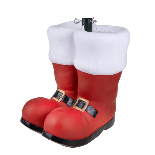 Base abete a forma di scarponi rossi in resina per decorazioni