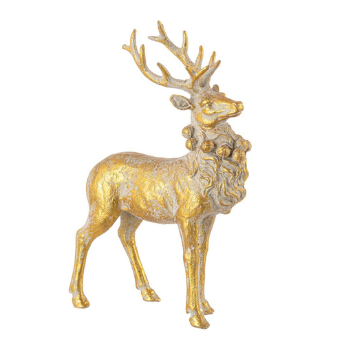 Cervo Oro in Poliresina‎ decorazione natalizia h 23,5 cm