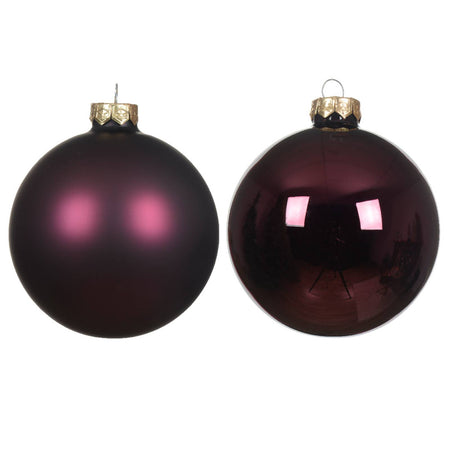 Palline in vetro per albero di natale malva scuro decorazione natalizia