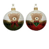 Palline per albero di Natale in vetro Rosso e verde con orso da 8 cm, confezione da 6 pezzi