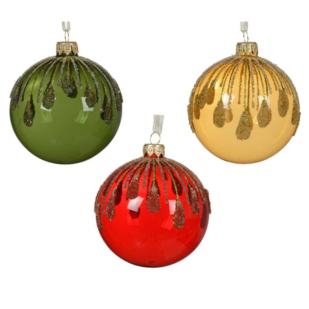 12 Palline Di Natale In Vetro Da 8 Cm Per Albero - Mix Opaco E Lucido - Colore Verde Smeraldo
