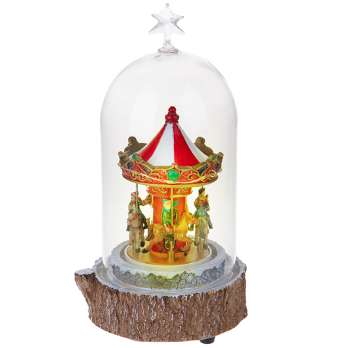 Statuetta giostra che si muove con luci e musica per decorazioni natalizie