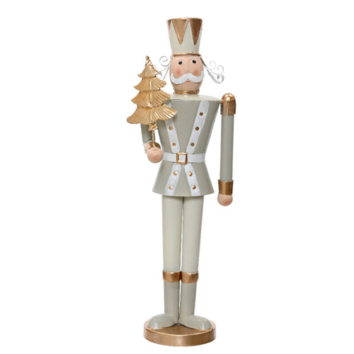 Statuetta decorativa Soldatino schiaccianoci in metallo decorazione natalizia h 42 cm