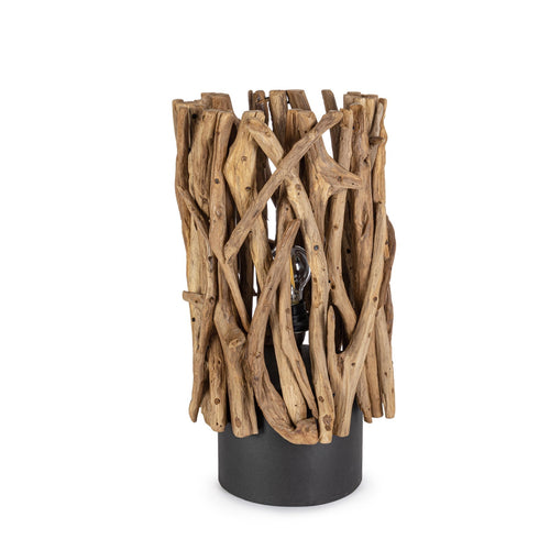 Lampada da tavolo Ace in legno di teak riciclato h 50 cm