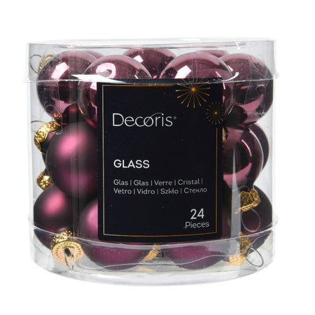 Palline in vetro per albero di natale malva scuro decorazione natalizia
