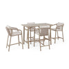 Set salotto Kalimera tavolo da bar + 4 sgabelli, per arredo giardino
