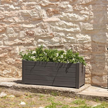 Vaso rettangolare "Trama 002" In plastica da esterno e giardino per fiori e piante