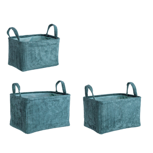 Set 3 pezzi cesta con manico Shirley ottanio rettangolare