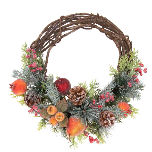 Corona con frutta Ø46 cm naturale e sintetico per decorazioni