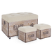Set 3 Pouf Travel Paris corda effetto legno