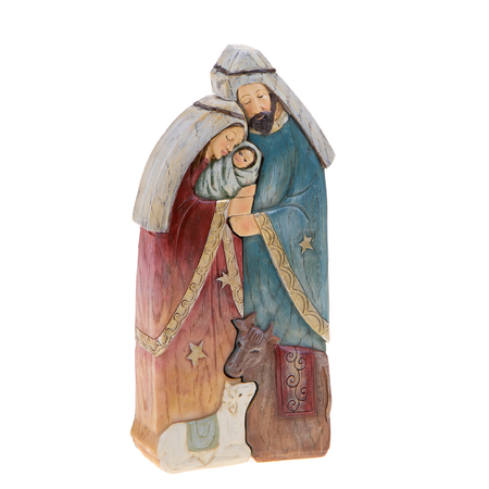 Natività natalizia in resina con 3 figure h 20.5 cm per decorazioni