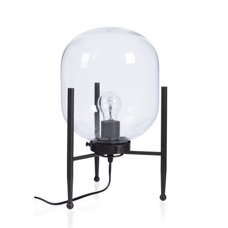 Lampada da tavolo "Queer" in acciaio e vetro h 38 cm