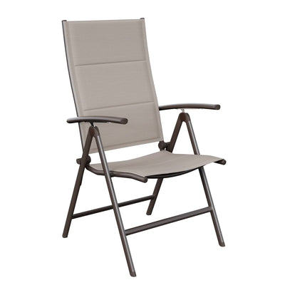 Sedia pieghevole Orion con braccioli in alluminio e seduta in textilene da giardino