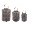 Set 3 Lanterne Kaylie Bomb blu e nero in metallo da esterno