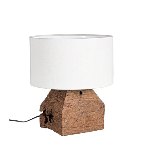 Lampada da tavolo Lumen in legno di teak riciclato h 40 cm