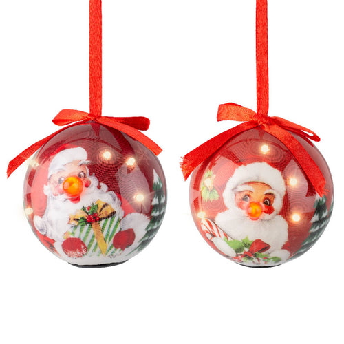 Pallina natalizia con luce led color rosso per decorazione albero di Natale, da 8 cm
