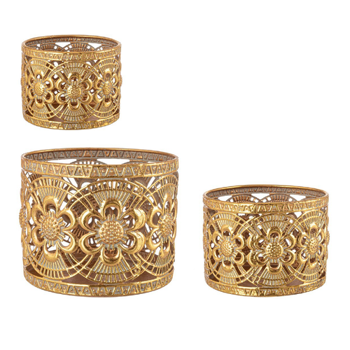 Set 3 Lanterne Ceuta tonda in metallo fatta a mano da esterno