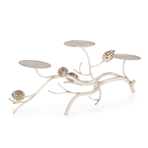 Set 3 porta candela bianco in acciaio decorativo natalizio