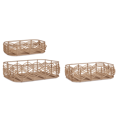 Set 3 vassoi sherly rettangolare naturale in polyrattan