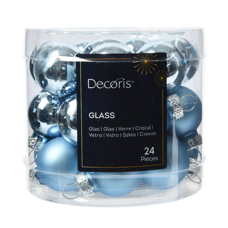 Palline in vetro per albero di natale blu ghiaccio decorazione natalizia 24 Palline da Ø 2,5 cm