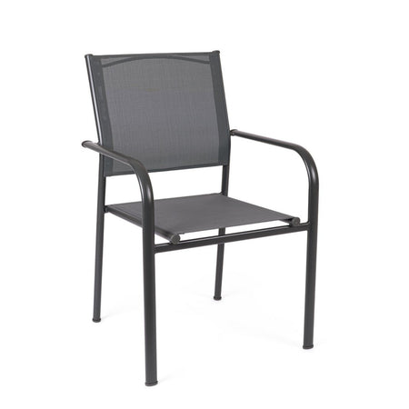 Sedia "Missouri" struttura in acciaio, con seduta e schienale in textilene, per interni ed esterni