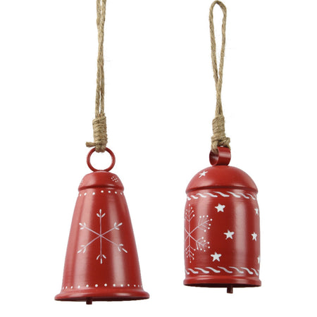 Campana decorata con fiocco di neve in metallo per decorazioni natalizie, da 7.5 cm
