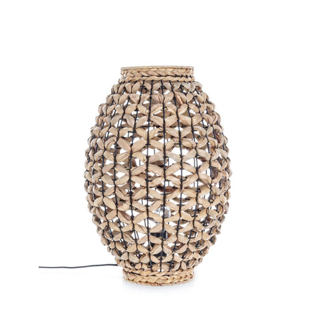 Lampada da tavolo "Kenya" in metallo e giacinto d'acqua h 44 cm