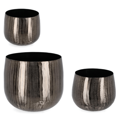 Set 3 portavaso chisel antracite in alluminio artigianale uso decorativo