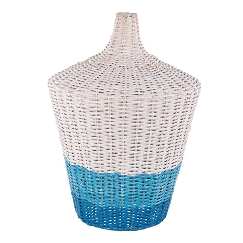 Lampada da tavolo Sky Rattan blu-azzurro in metallo e rattan
