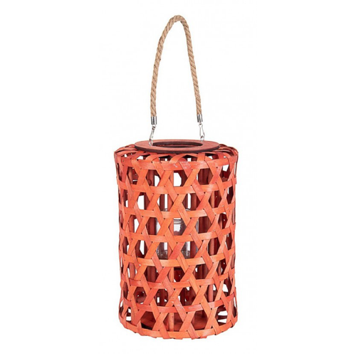 Lanterna esagonale legno di pioppo vetro e corda da esterno