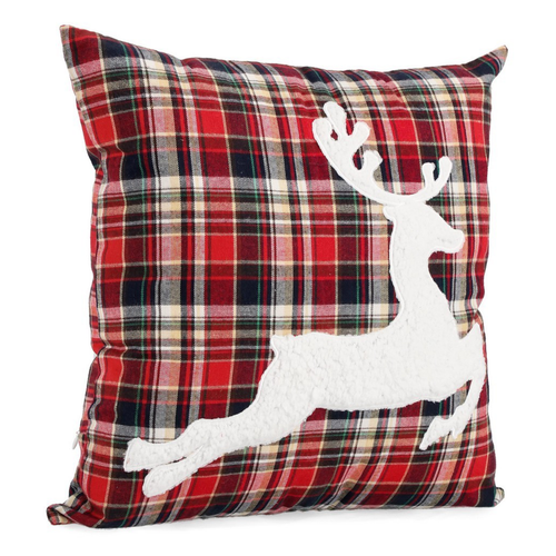 Cuscino scozzese  Tartan rosso in poliestere per decorazioni natalizie 45x45