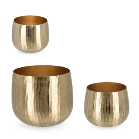 Set 3 portavaso chisel antracite in alluminio artigianale uso decorativo