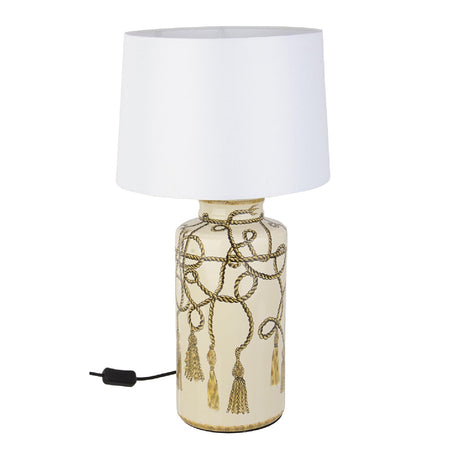 Lampada da tavolo "Nappa" in porcellana e poliestere h 63 cm