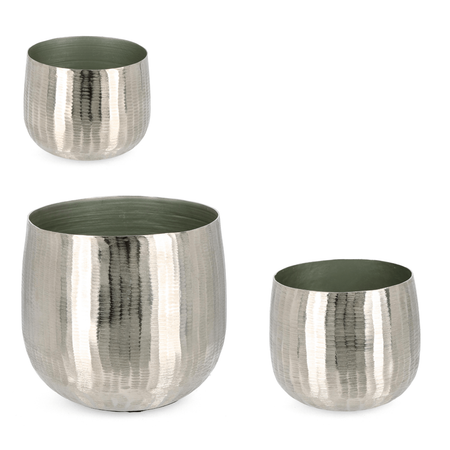 Set 3 portavaso chisel antracite in alluminio artigianale uso decorativo