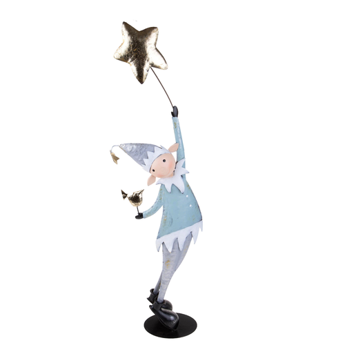 Folletto di natale con stella in metallo h 88 cm per decorazioni