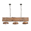 Lampadario Florent 3 luci in legno di teak riciclato 130x30