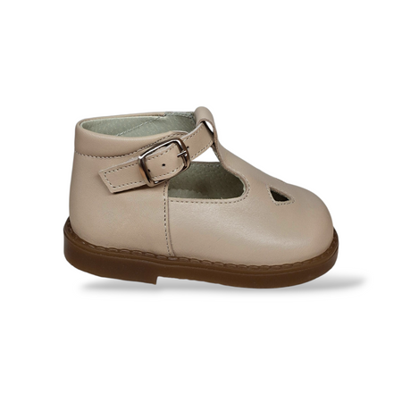 Scarpe Occhi di Bue Bambino PANYNO Beige Pelle con Fibbia – Primi Passi e Cerimonia