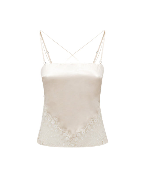 Tom Ford Canotta in Seta Bianca con Pizzo da donna